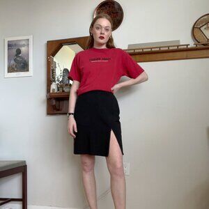 80s Garage Rare Vintage "Day to Night" Black Mini Slit Skirt Small